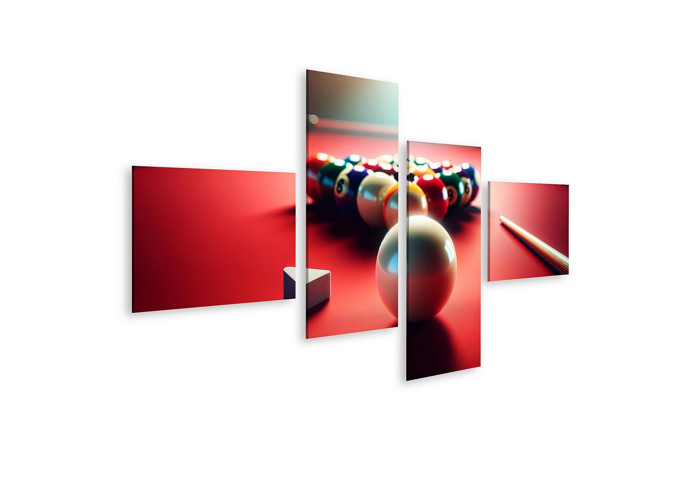 islandburner Leinwandbild Roter Billardtisch mit Kugeln und Queue im Spielbeginn islandburner Leinwandbild Roter Billardtisch mit Kugeln und Queue im Spielbeginn von islandburner