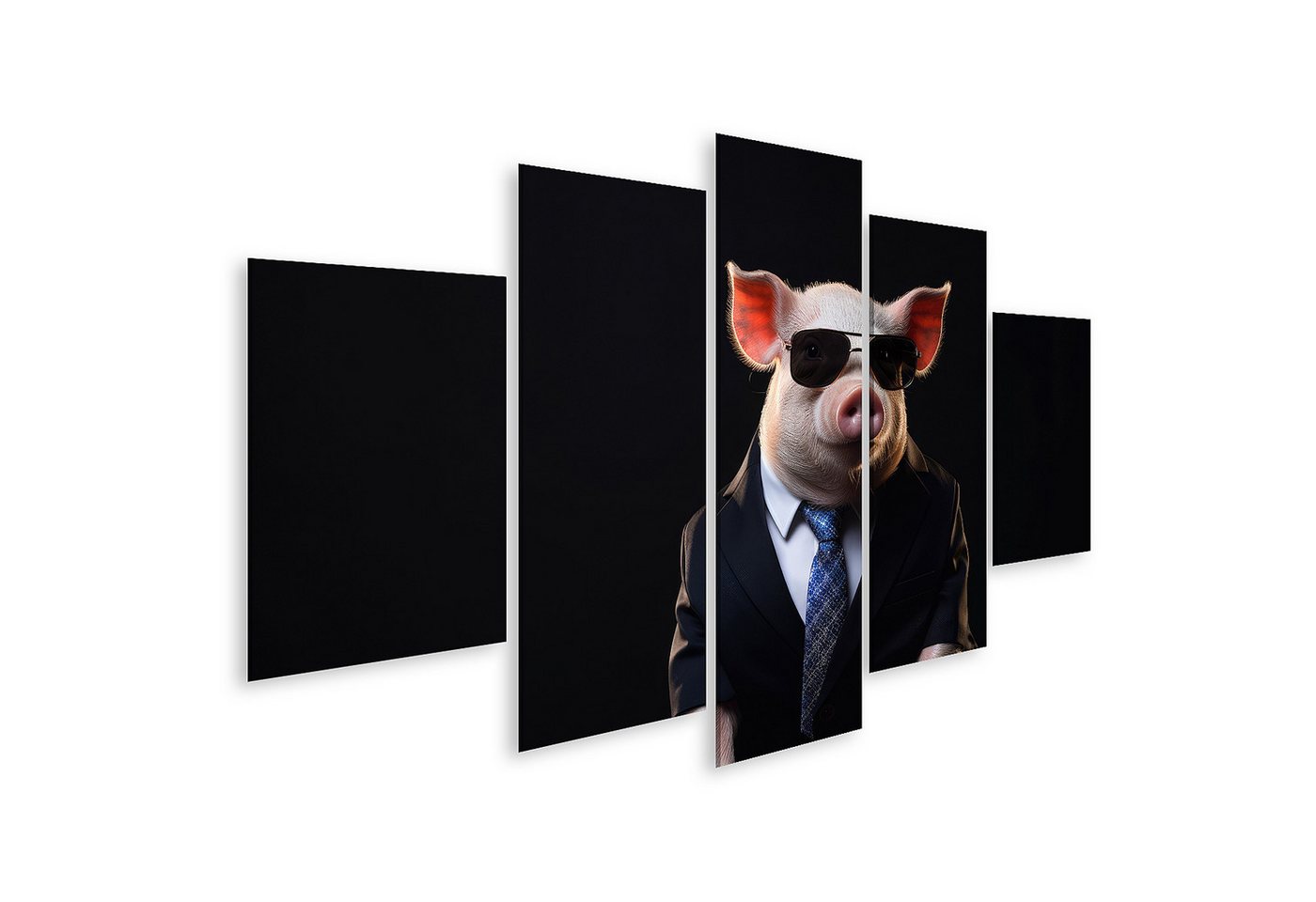 islandburner Leinwandbild Schwein Tiergestalt Mann im Anzug Sonnenbrille Witz Chef Bilder von islandburner