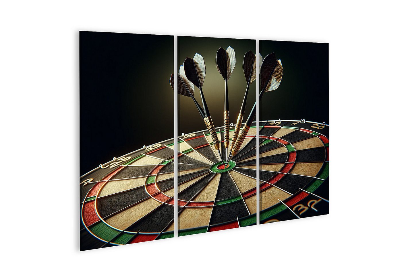 islandburner Leinwandbild Traditionelle Dartscheibe Darts im Bullseye weite Landschaft islandburner Leinwandbild Traditionelle Dartscheibe Darts im Bullseye weite Landschaft von islandburner