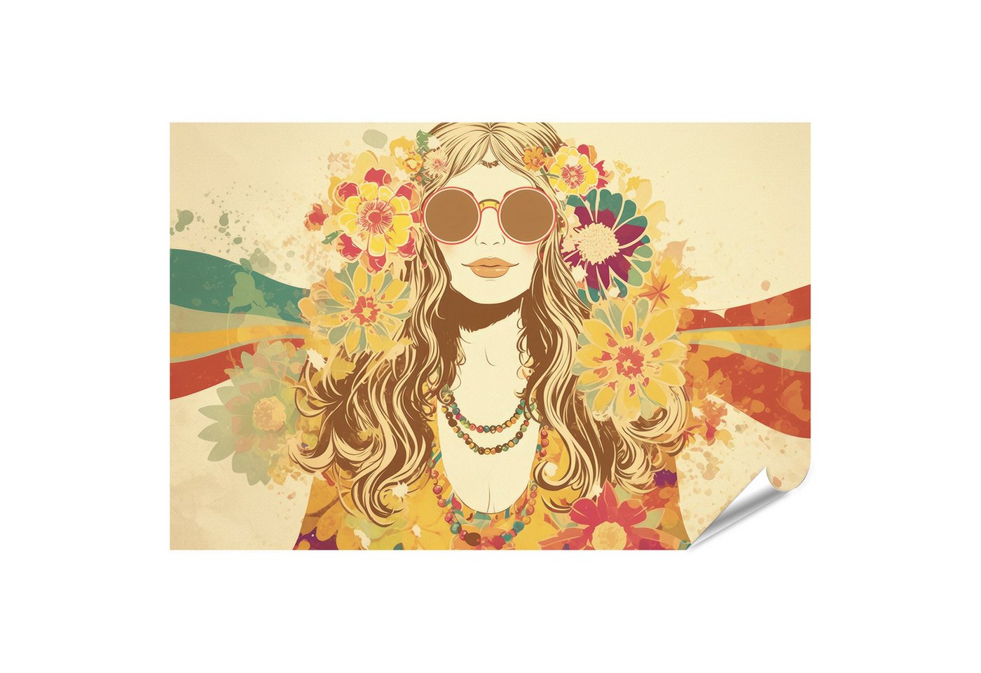 islandburner Poster, Blumenkranz und Sonnenbrille Vintage Illustration islandburner Poster, Blumenkranz und Sonnenbrille Vintage Illustration von islandburner