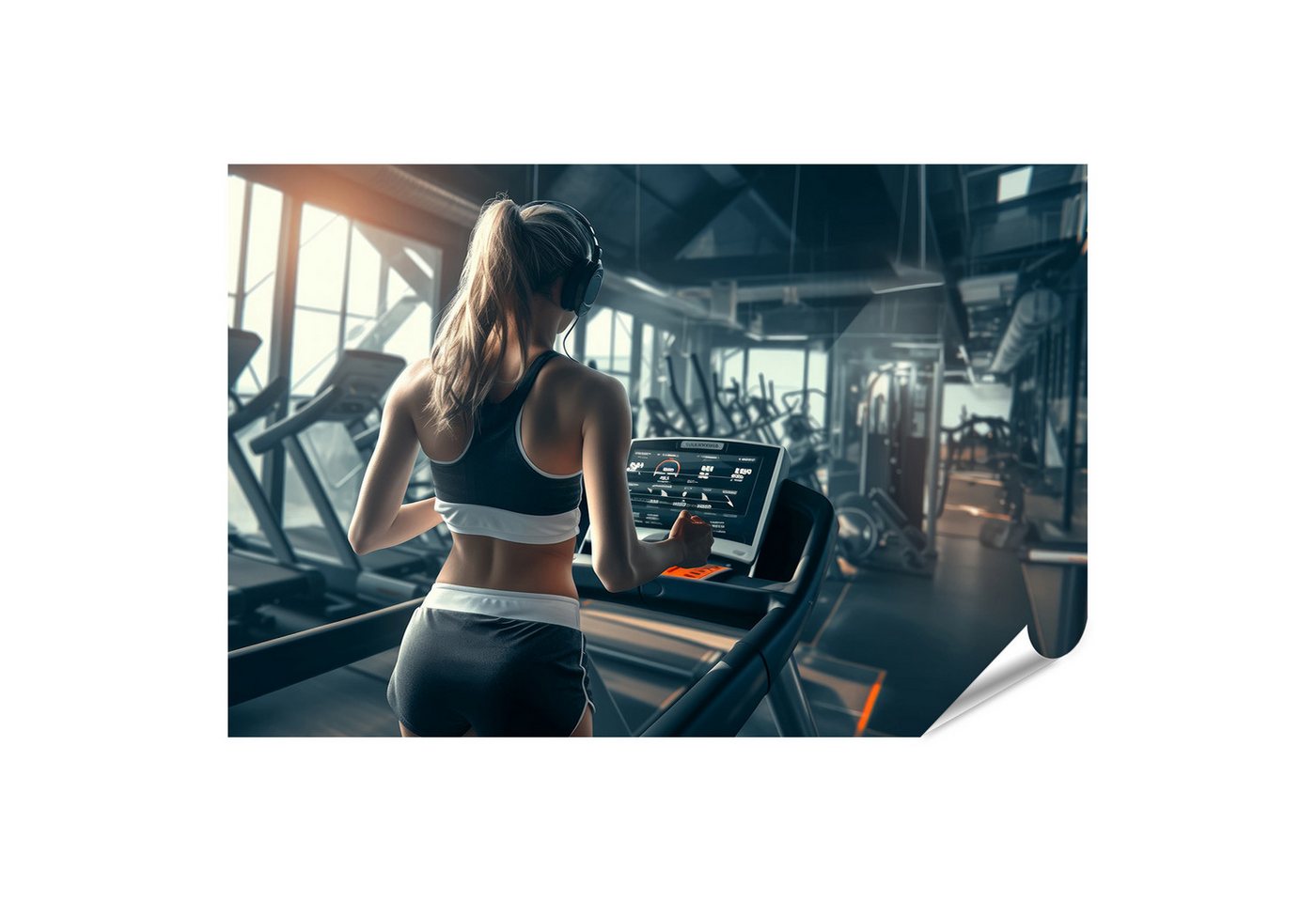 islandburner Poster, Frau trainiert auf Laufband im Fitnessstudio islandburner Poster, Frau trainiert auf Laufband im Fitnessstudio von islandburner