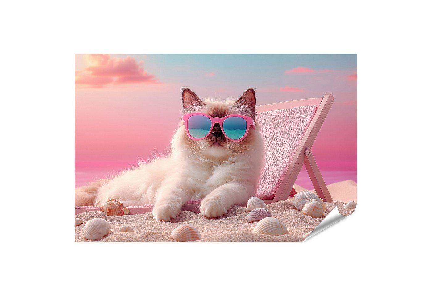 islandburner Poster, Katze mit Sonnenbrille entspannt am Strand islandburner Poster, Katze mit Sonnenbrille entspannt am Strand von islandburner