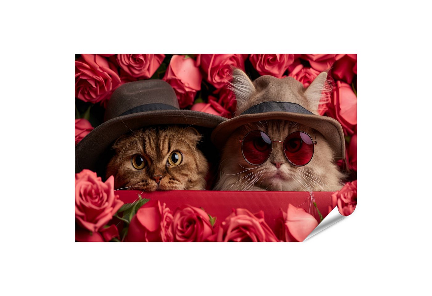 islandburner Poster, Katzen mit Hüten und Sonnenbrillen in Rosen islandburner Poster, Katzen mit Hüten und Sonnenbrillen in Rosen von islandburner
