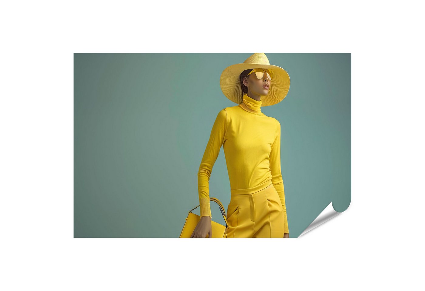 islandburner Poster, Moderne gelbe Damenmode mit Hut und Sonnenbrille islandburner Poster, Moderne gelbe Damenmode mit Hut und Sonnenbrille von islandburner