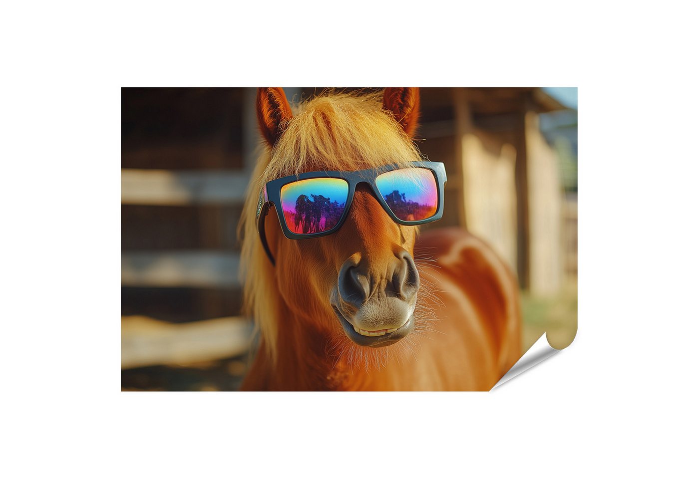 islandburner Poster, Pferd mit Sonnenbrille und Spiegelung islandburner Poster, Pferd mit Sonnenbrille und Spiegelung von islandburner