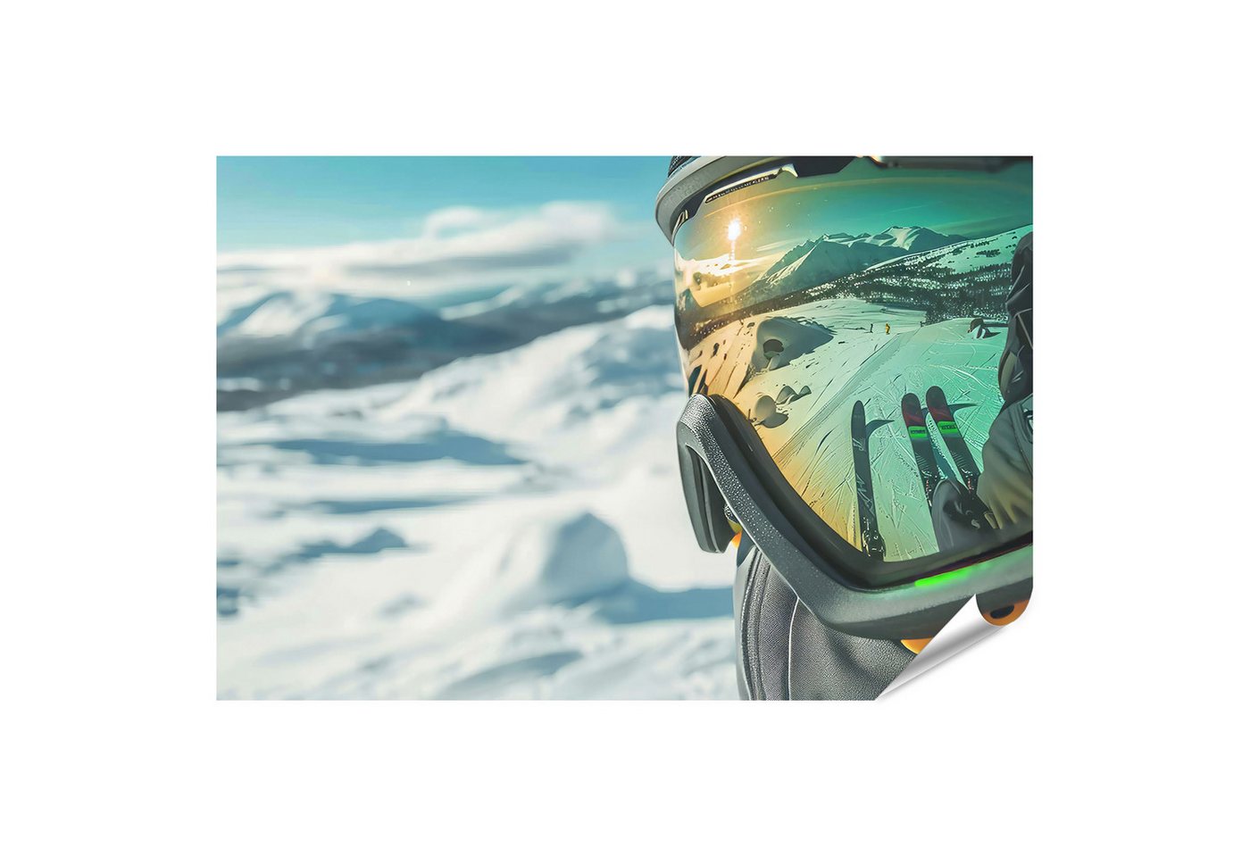 islandburner Poster, Spiegelung im Skibrillen bei sonnenbeschienem Berg islandburner Poster, Spiegelung im Skibrillen bei sonnenbeschienem Berg von islandburner