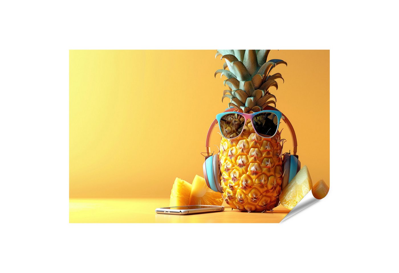 islandburner Poster Trendige Ananas mit Sonnenbrille und Kopfhörern lauscht Musik auf gelb islandburner Poster Trendige Ananas mit Sonnenbrille und Kopfhörern lauscht Musik auf gelb von islandburner