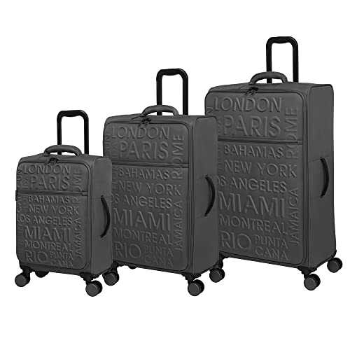 it luggage Citywide 3-teiliges Softside 8-Rad-Spinner-Set, Dunkelgrau, 3 Pc Set, Citywide 3-teiliges Softside 8-Rad-Spinner-Set von it luggage