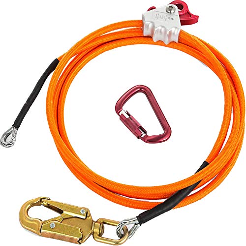 ivamulie Stahldrahtkern Flip Line Kit Einstellbares Kletter Positionierungs Seil Stahlkern Lanyard Mit Triple-Lock-Karabiner kletterausrüstung baumklettern ausrüstung für Absturzsicherung von ivamulie