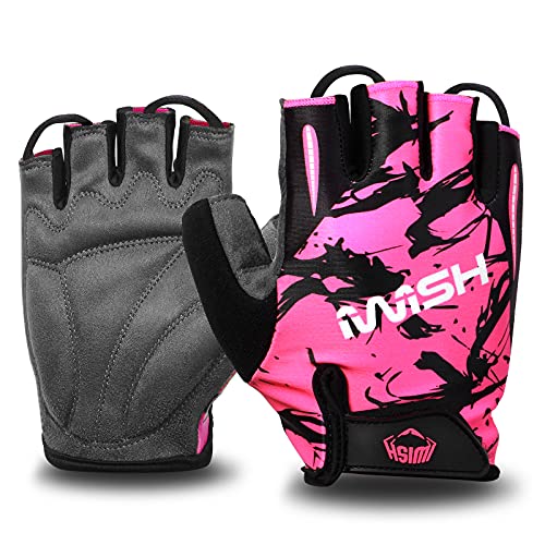 iwish Dünne Halbfinger-Handschuhe für Kinder, für Outdoor-Sport, Radfahren, Größe M, Rosa von iwish