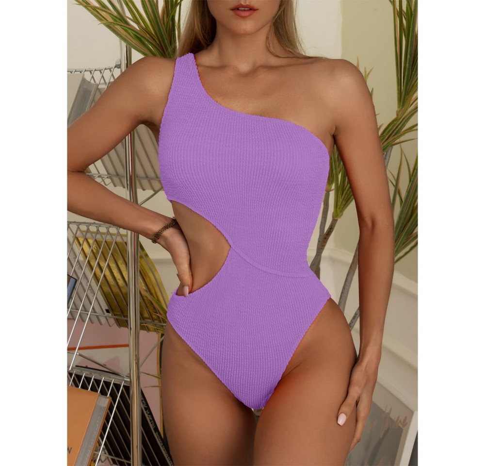 jalleria Badeanzug Einfarbiger sexy Patchwork-Bikini-Badeanzug unregelmäßiger Einteiler von jalleria