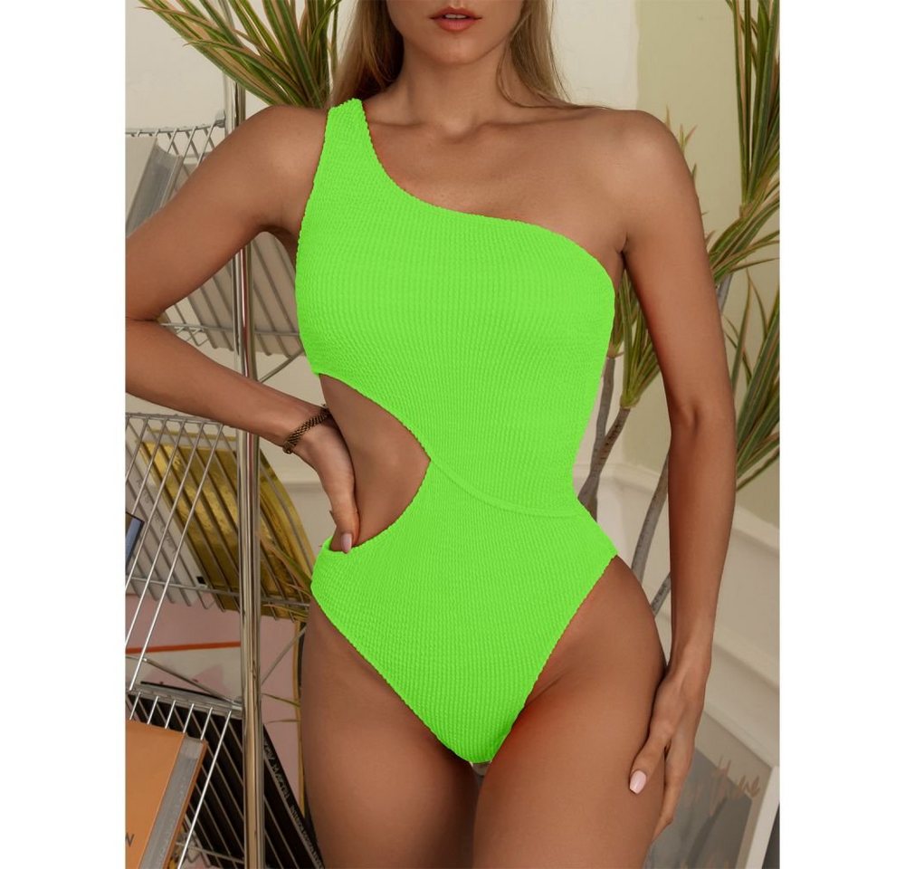 jalleria Badeanzug Einfarbiger sexy Patchwork-Bikini-Badeanzug unregelmäßiger Einteiler von jalleria