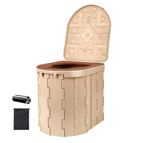 jamgeery Reisetöpfchen, Campingtöpfchen für Erwachsene,Reise-Camp-Toilette mit Deckel - Eimer-Töpfchen-Toilettensitz, 15 Müllbeutel und Aufbewahrungstasche, Outdoor-Badezimmerzubehör für Auto, Boot von jamgeery