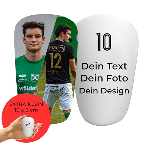 JDP Mini Schienbeinschoner, Personalisierbare Schienbeinschoner Fußball extra klein, Individuell anpassbare Schienbeinschoner Herren mit eigenem Design/Logo/Nummer, Mini Schienbeinschoner 10x6 cm von jdp