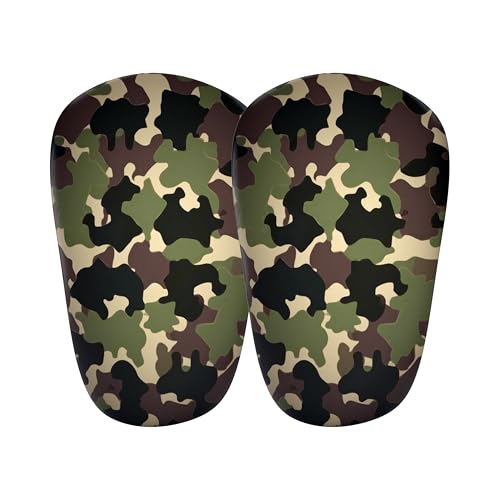 JDP Mini Schienbeinschoner, extra kleine Schienbeinschoner Fußball Herren, Anti-Rutsch Mini Schienbeinschoner Kinder Fussball, Fußball Schienbeinschoner klein 12x8 cm, Camouflage von jdp