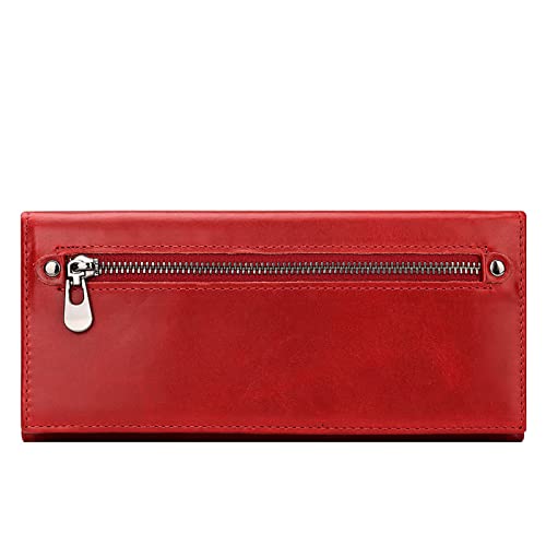 Damen-Geldbörse aus Leder, lange Geldbörse und Geldbörse, blockierend, Münzbörse, Bifold Business Casual Geldtasche, Handgeldbörse, blockierende Geldbörse für Damen, rot von jebyltd