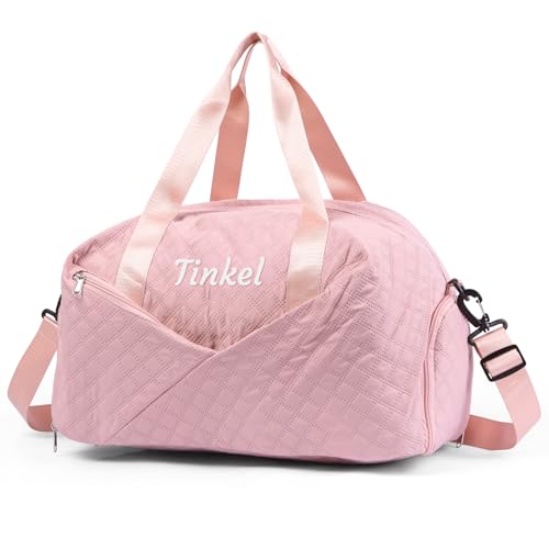 jewelora Reisetasche Große Personalisierte Tragetasche mit Gravur Namen Verstellbarem Schultergurt für Damen Herren Sporttasche Reisetasche Faltbar Handgepäck Tasche für Flugzeug (C-Rosa) von jewelora