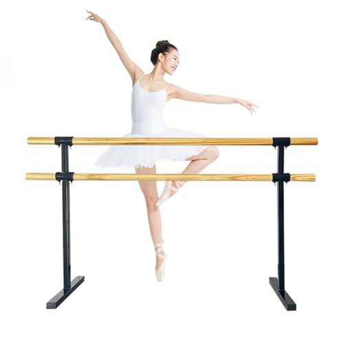 Ballettstange Ballet Bar Ballett Barre Stahlrohre Holz Ballettstange Freistehende für Kinder Erwachsene Ballettstange für Zuhause Balletstange Mobil Tanzstange für Stretching (120*60*105cm) von jiajulashou123