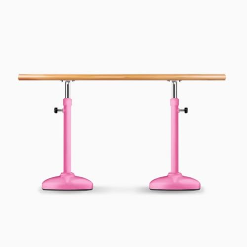 jiajulashou123 Ballettstange Freistehend Mobil Höhenverstellbar Ballettstange für Erwachsene Holz für Zuhause,Wohnzimmer,Tanzstudio,Stretchstange (Length:115CM,Pink) von jiajulashou123