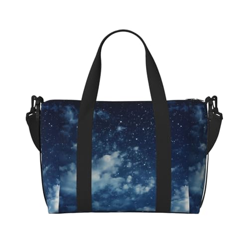 Starry Sky Universe Tote Crossbody Reisetasche mit Reißverschluss, lässige Handtasche für Wochenendausflüge und Fitnessstudio-Shopping, Schwarz , Einheitsgröße, Reisetasche von jingong