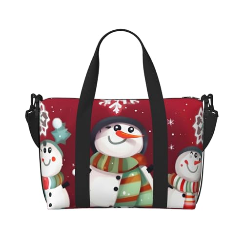 Umhängetasche mit niedlichem Schneemann-Motiv, mit Reißverschluss, lässige Handtasche für Wochenendausflüge und Einkäufe im Fitnessstudio, Schwarz , Einheitsgröße, Reisetasche von jingong