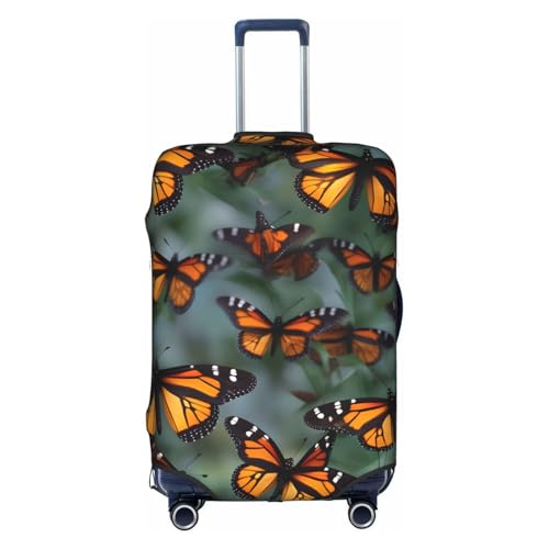 jingong Monarch Butterflies Print Elastic Luggage Suitcase Covers Adult Luggage Protector Travel Suitcase Protective Cover, weiß, S von jingong