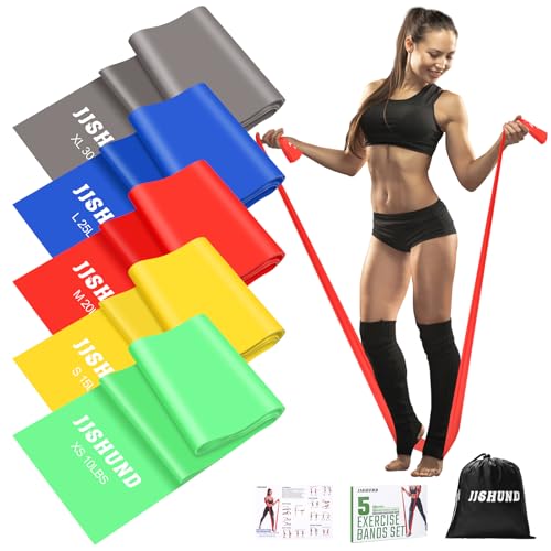 5 Stücke Fitnessbänder, 1.5M Widerstandsbände Gymnastikband in 5 Stärke Resistance Bands Fitnessband mit Übungsanleitung für Pilates Yoga Männer Frauen Sport Home Gym 5 Stücke Fitnessbänder, 1.5M Widerstandsbände Gymnastikband in 5 Stärke Resistance Bands Fitnessband mit Übungsanleitung für Pilates Yoga Männer Frauen Sport Home Gym von jjshund