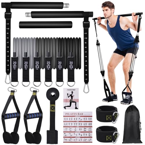 Pilates Bar Set mit 6 Widerstandsbänder, Verstellbare Resistance Bands für Frauen und Mann Fitnessbänder für Home Gym Yoga Pilates Stretch Krafttraining Fitness Pilates Bar Set mit 6 Widerstandsbänder, Verstellbare Resistance Bands für Frauen und Mann Fitnessbänder für Home Gym Yoga Pilates Stretch Krafttraining Fitness von jjshund