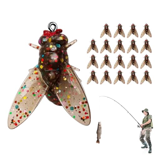 20 Stück biomimetische Fliegenfischköder, Künstliche Angelköder mit geschliffenen, Fliegenfischer Kit Exquisite Fliegenfischer Köder Kit für Salzwasser und Süßwasser von jlceh