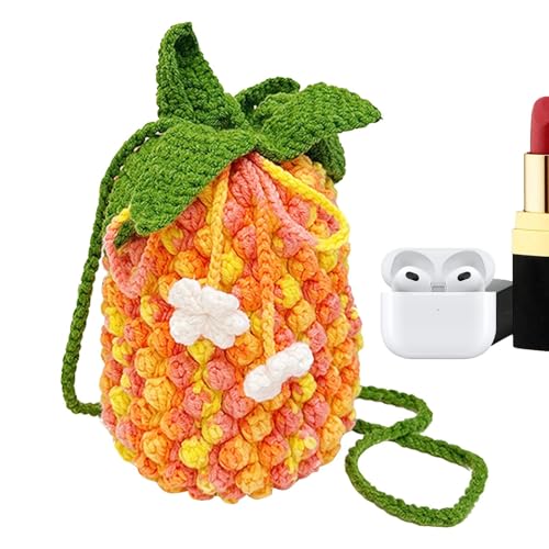 jlceh Ananas-förmige Tasche, Farbverlauf-Design, Eimertasche mit Kordelzug, modische, stilvolle handgewebte Münzgeldbörse für Handy, Orange, Refer to description, Unisex von jlceh