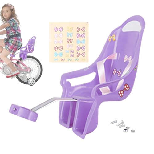 jlceh Lila Puppen Fahrradsitz mit DIY-Aufklebern – Babypuppen-Fahrradträger, Puppensitz für Mädchenfahrräder, Fahrrad Puppen Sitz, Kinderfahrrad Zubehör, Geschenk von jlceh