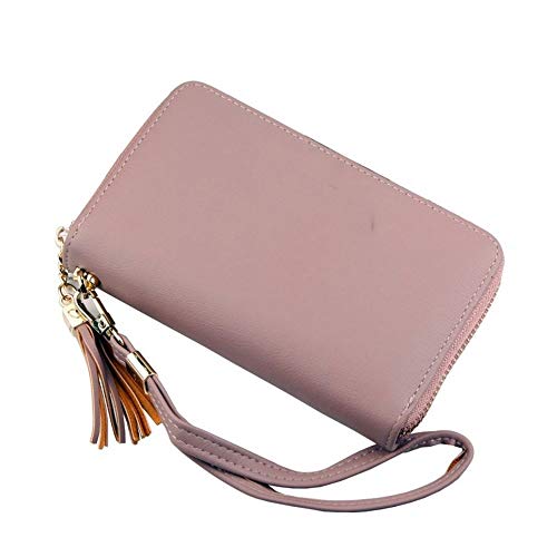 jonam Geldbörse für Damen Die Neue Handtasche Fashion Damen-Lange Troddel Art und Weise Multi-Card-Bit Brieftasche Reißverschlusstasche (Color : Purple) von jonam