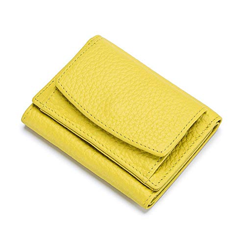 jonam Geldbörse für Damen Echtes Leder Frauen Brieftasche Münze Geldbörse Weibliche Leder Brieftasche (Color : Yellow) von jonam