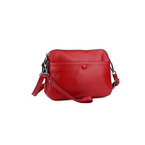 jonam Geldbörse für Damen Echtes Leder Kreuzkörper-Taschen Multi-Funktion Messenger Bag Damen Ledertasche Frauen Kupplungsbeutel (Color : Red) von jonam