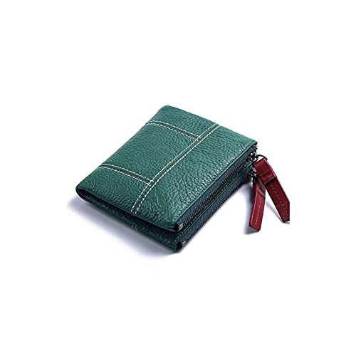 jonam Geldbörse für Damen Frauen Geldbörsen Weibliche Kurzkarte Brieftasche Reißverschluss Echtes Leder Damen Geldbörsen und Geldbörsen Geld Geldbörse (Color : Green) von jonam