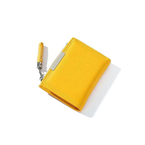 jonam Geldbörse für Damen PU-Leder Frauen Brieftasche Kleine Quaste Münze Geldbörse Tasche Einfache Casual Mini Weibliche Brieftasche Marke Brieftasche Wandel Geldbörse (Color : Yellow) von jonam