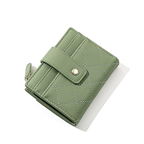 jonam Geldbörse für Damen Plaid Kleine Brieftasche Damen Reißverschluss Münze Geldbörse Karten Tasche Brieftasche Weibliche Hand Geldbörse Dame (Color : Green) von jonam