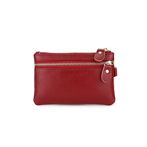 jonam Geldbörse für Damen Premium-Echtleder Frauen-Schlüsselbörse Multifunktions-Münz-Geldbörse für weibliche Schlüsselhalter (Color : Red) von jonam