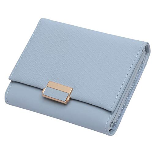 jonam Geldbörse für Damen Weibliche Lederhandtasche Plaid Wallet Damen ändern Kartenhalter Münze kleine Geldbeutel (Color : Blue) von jonam