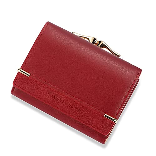 jonam Geldbörse für Damen Women Wallets Leather Luxury Designer Female Coin Purses ID Card Holder Wallet Short Ladies Money Bags Clutch Purse (Color : Red) von jonam
