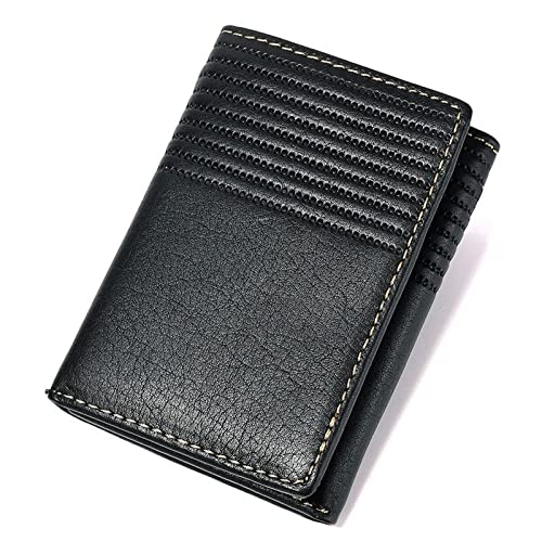jonam Herren-Geldbörsen Wallet männer Kurze echte echtes Leder tri-fold Tasche erster Schicht rindsleidasche(Color:Black) von jonam
