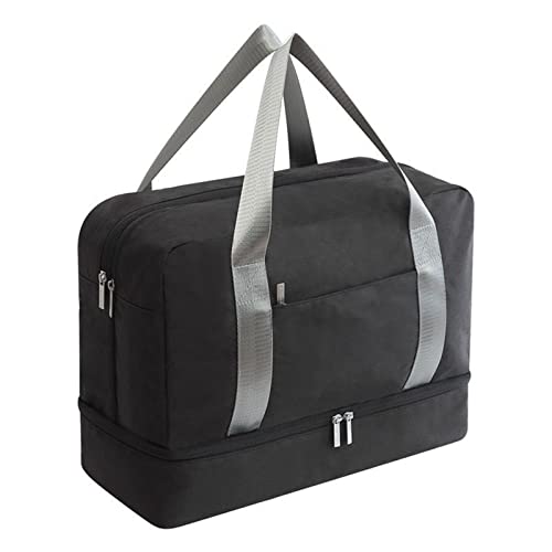 jonam Rucksack für unterwegs Waterproof Travel Bag Large Capacity Double Layer Beach Bag Portable Duffle Bags Packing Cube Bags(Color:Black) von jonam