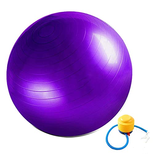 joofang Gymnastikball Fitnessball Sitzball Sportball Anti-Burst inkl Ballpumpe Dicker Robuster 300kg Belastbarkeit Balance Pilates Yoga Ball für Büro Zuhause Gym 55cm-75cm Ball(55cm,lila) von joofang