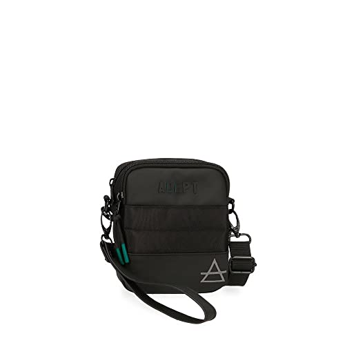 Adept Dmas Umhängetasche mit Zwei Fächern, Schwarz, 12 x 15 x 3,5 cm, Polyester und PU, Schwarz, Umhängetasche mit Zwei Fächern von joumma bags,s.l.