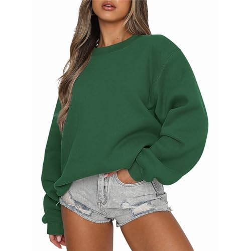 Damen-Sweatshirt, Damen-Sweatshirt Mit Langen Ärmeln Und Rundhalsausschnitt, Herbst-Sweatshirt, Lässige, Lockere Pullover-Oberteile, Modische Kleidung 2024 (3XL,Grün) von jynuannuan