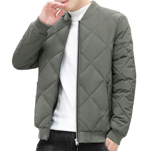 Leichte Gepolsterte Winterjacke Männer, Männer Mit Gesteppten Pufferjacke Packbarer Leichtes Isoliertes, Geschwollenes Mantel, Winddes Reißverschluss Nach Unten Jacke (2XL,Grau) von jynuannuan