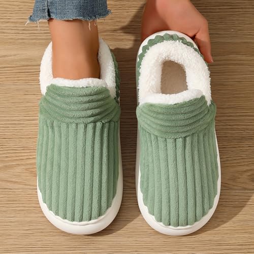 Pluffi Gemütlicher, Stylischer Slipper, Pluffi Slipper-Stiefeletten Für Damen, Warme, Dicke Plüsch-Hausschuhe Mit Wolkensohle Für Den Winter, Für Herren Und Damen (10-11,Grün) von jynuannuan