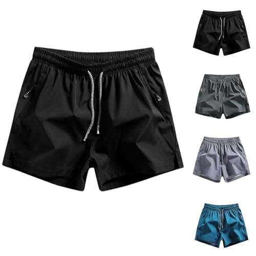 Yyclothing Herren-Shorts Mit Kordelzug,YYClothing Herren-Shorts, Herren-Shorts Mit Einfarbigem Kordelzug Und Taschen (2XL,Schwarz) von jynuannuan