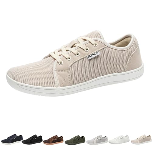 Halbhohe Freizeitschuhe, Orthopädische Herren-Wanderschuhe Mit Fußgewölbeunterstützung, rutschfeste, Atmungsaktive Mesh-Sneaker Mit Schnürung (Khaki,46) von jyyyou