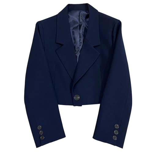 Kurzer Blazer – Kurzmantel Mit Knopf, Kurzer Blazer Für Damen, Lässige, Vorne Offene, Langärmlige Anzugjacke, Vorne Offene Blazerjacke Für Damen (Marineblau,M) von jyyyou